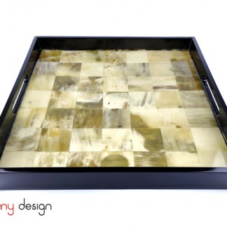 Square lacquer tray attached with horn  35*35*H4 cm